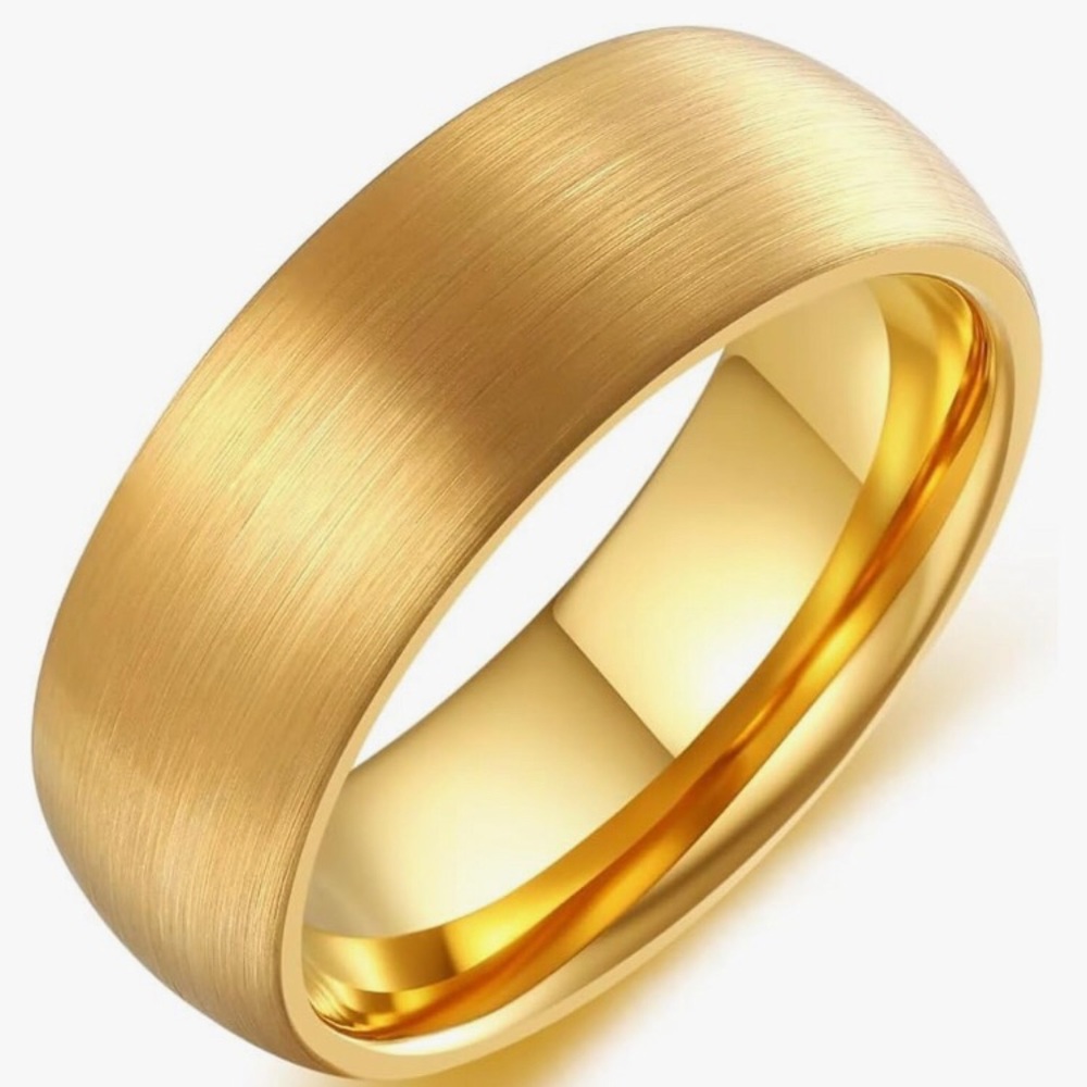 NEW 🎩 11 Tungsten Carbide Wedding Band Ring Men 18k Gold Plated Anniversary